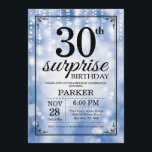 Glitter för blått för överrrakning30års inbjudningar<br><div class="desc">Överrrakning30års födelsedaginbjudan med blått stränger ljus med blåttglitterbakgrund. Blåttfödelsedag. Vuxen födelsedag. Manar- eller kvinnaBday inbjudan. 13th 15th 16th 18th 20th 21st 30th 40th 50th 60th 70th 80th 90:e 100.,  något åldras. Behaga klickar "skräddarsy den" knäppas och använder vårt designverktyg för att ändra denna mall för mer ytterligare customization.</div>