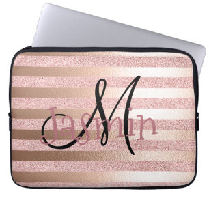 Glitter& för den rosa guld- fauxen omkullkastar laptop fodral