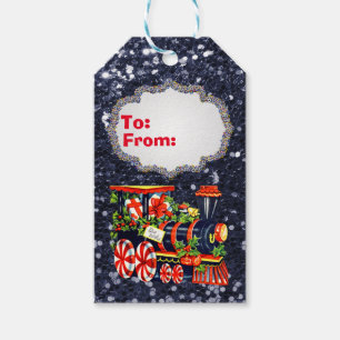 Glitter för Faux för blått för julChoo Choo t Presentetikett