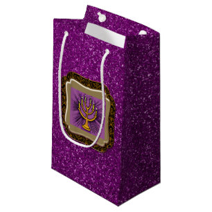 Glitter för Faux för gul menoraram purpurfärgat