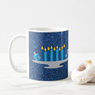 Glitter för Faux för Hanukkah Potpourriblått Kaffemugg