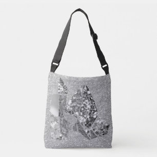 Glitter för Faux för silvergrå färgkristaller Axelväska