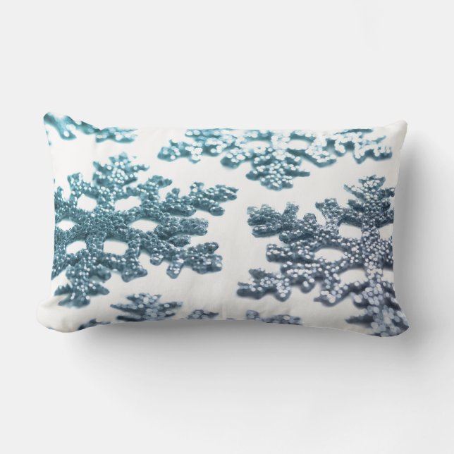Glitter för flinga för julsnöflingorsnö dämpar lumbarkudde (Framsida)