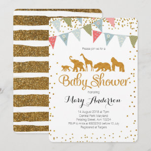 Glitter för inbjudan för Safaridjurbaby shower