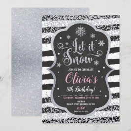 Glitter för inbjudan för vinterSnowflakefödelsedag