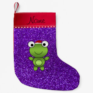 Glitter för lilor för känd groda för personlig liten julstrumpa