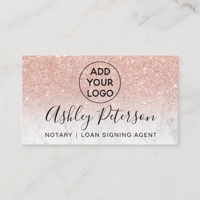 Glitter för marmor för Notarylogotyptypografi rosa Visitkort (Framsida)