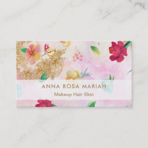 Glitter för modern blommönster för blått för visitkort