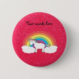 Glitter för regnbågeunicornrosor knapp