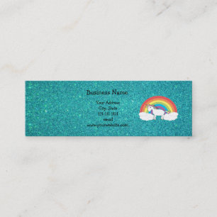 Glitter för regnbågeunicornturkos mini visitkort