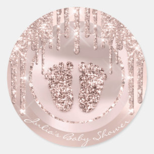Glitter för ro för droppandear för namn för ba runt klistermärke