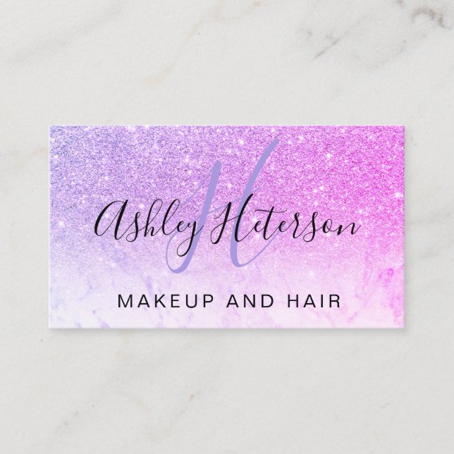 Glitter för rosor för Makeupmonogrammarmor skrivar Visitkort (Framsida)