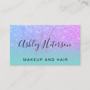 Glitter för rosor för Makeupmonogramturkos skriv Visitkort