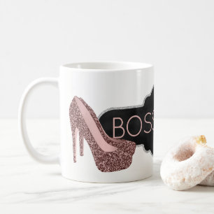 Glitter för rosor för silver för chefdam skor kaffemugg