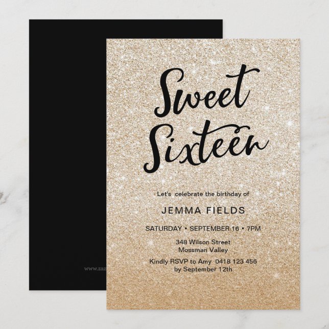 Glitter för rosor för sweet inbjudningar (Fram/baksida)
