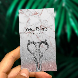 Glitter för silver för marmor för hårstylist rosa visitkort