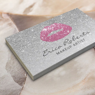 Glitter för silver för rosa läppar för visitkort
