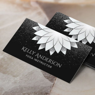 Glitter för svart för Mandala för lotusblomma f Visitkort