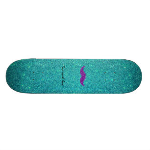 Glitter för turkos för lilaglittermustasch skateboard bräda 21,5 cm