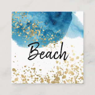 Glitter för vattenfärg för blått för fyrkantigt visitkort