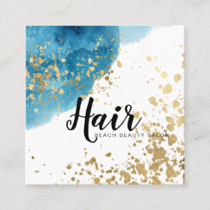 Glitter för vattenfärg för blått för fyrkantigt visitkort