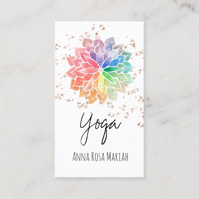 Glitter för Yoga för *~*regnbågeChakra Mandala Visitkort (Framsida)