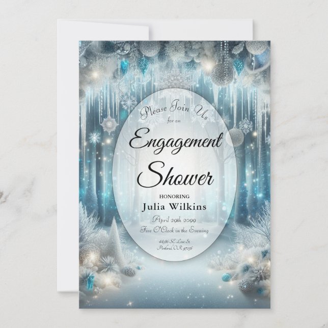 Glitter Förlovning Shower för smuts-skog Inbjudningar (Framsida)