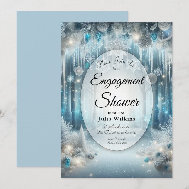 Glitter Förlovning Shower för smuts-skog Inbjudningar (Fram/baksida)