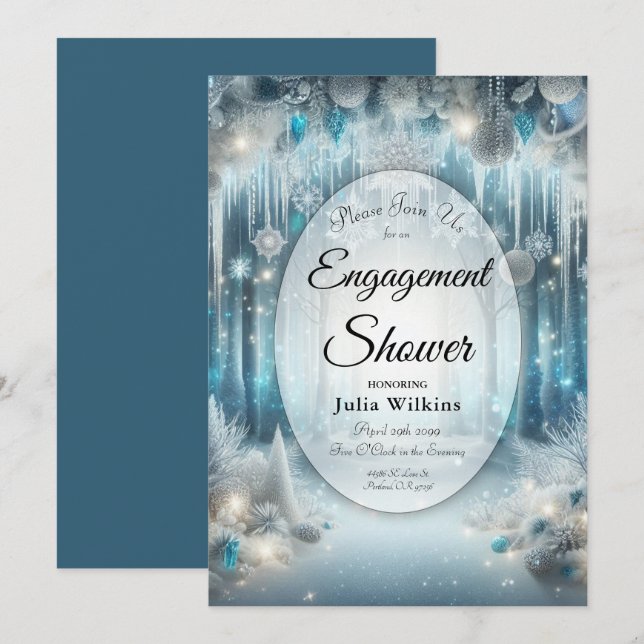 Glitter Förlovning Shower för smuts-skog Inbjudningar (Fram/baksida)