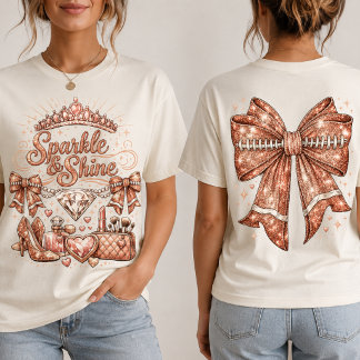 Glitter Fotbollsbåge Rosa Guld Rosa Glitter T Shirt
