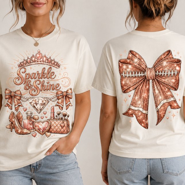 Glitter Fotbollsbåge Rosa Guld Rosa Glitter T Shirt (Skapare uppladdad)