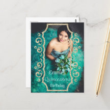 Glitter Foto Svart Guld Quinceañera Födelsedag 