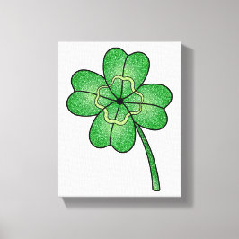 Glitter Four Leaf Clover Canvastryck