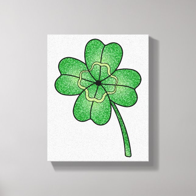 Glitter Four Leaf Clover Canvastryck (Framsida)