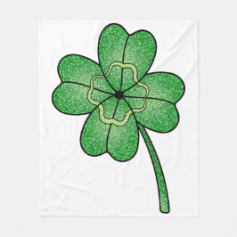 Glitter Four Leaf Clover Fleecefilt