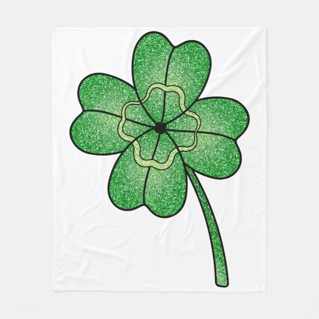 Glitter Four Leaf Clover Fleecefilt (Framsidan)