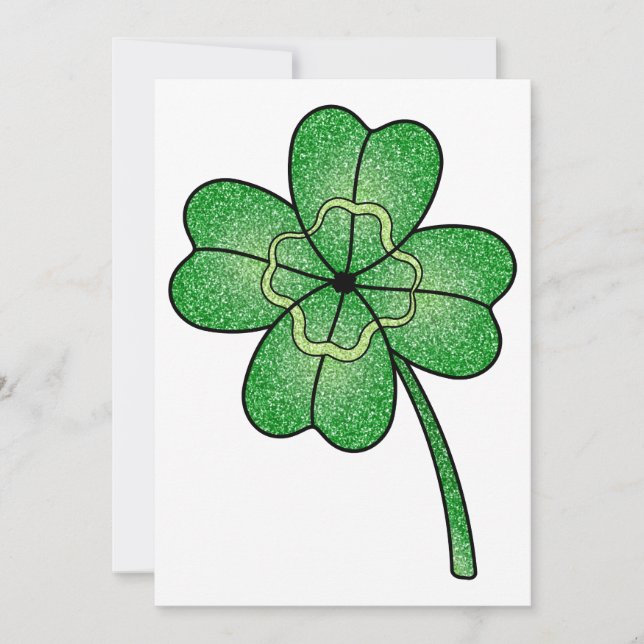 Glitter Four Leaf Clover Inbjudningar (Framsida)