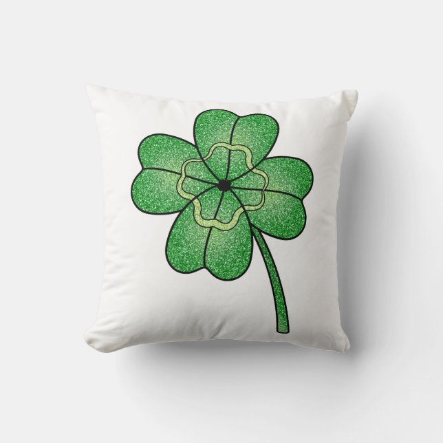 Glitter Four Leaf Clover Kudde (Framsida)