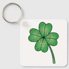 Glitter Four Leaf Clover Nyckelring