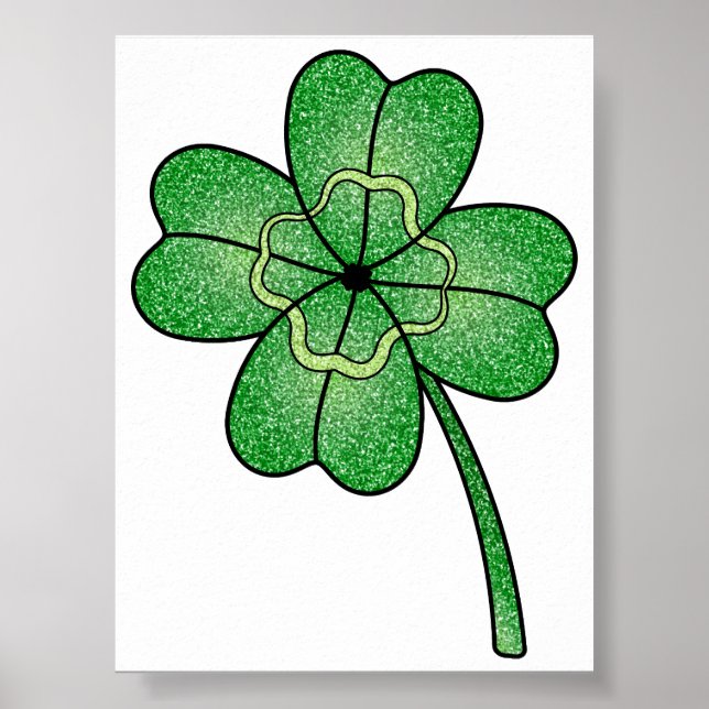 Glitter Four Leaf Clover Poster (Framsidan)