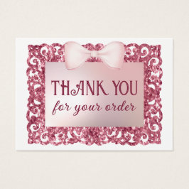 Glitter Frame Pink Bow discount card Visitkort