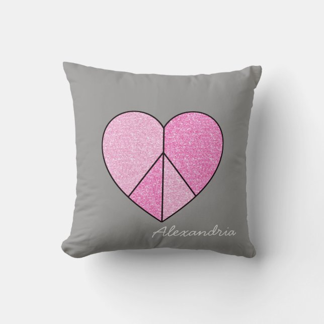 Glitter Fredstecken Heart Kudde (Framsida)
