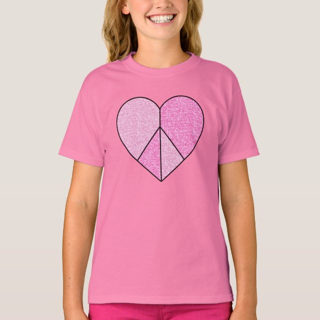 Glitter Fredstecken Heart Tee Shirt (Framsida)