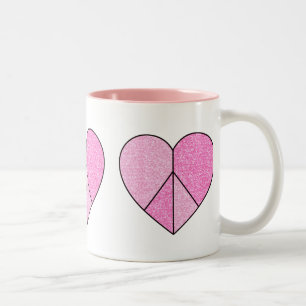Glitter Fredstecken Hearts Två-Tonad Mugg