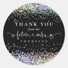 Glitter Future Mrs Möhippa Tack Black Runt Klistermärke