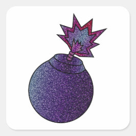 Glitter Galaxy Bomb Fyrkantigt Klistermärke