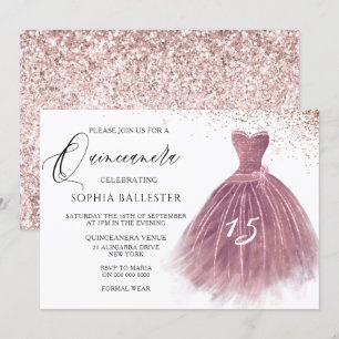 Glitter-gegna Quinceanera Party Inbjudningar