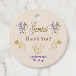Glitter Gemini, Guld Shooting Stars Tack Gåvor Etiketter