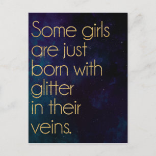 Glitter Girl Quote Vykort