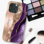 Glitter Girly Ro Guld Snyggt Lila<br><div class="desc">Telefonväskor och höljen för elegant Chich Glitter. Anpassa med namn,  monogram,  inledande text eller text. Du kan ändra färg och teckensnittet stil genom att anpassa det ytterligare. Observera att effekten glitter inte är verklig,  utan bara simuleras.</div>